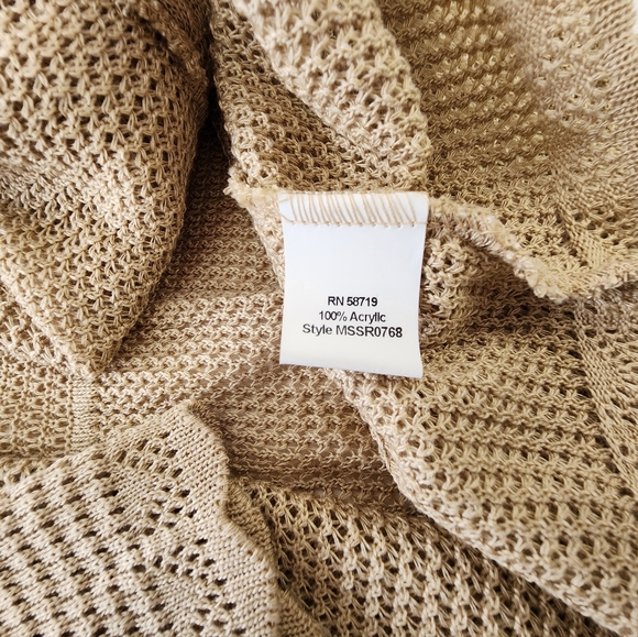 Elementz Open Front Gathered Waist LS Lightweight Cardigan Sweater Tan Med NEW - Picture 9 of 15